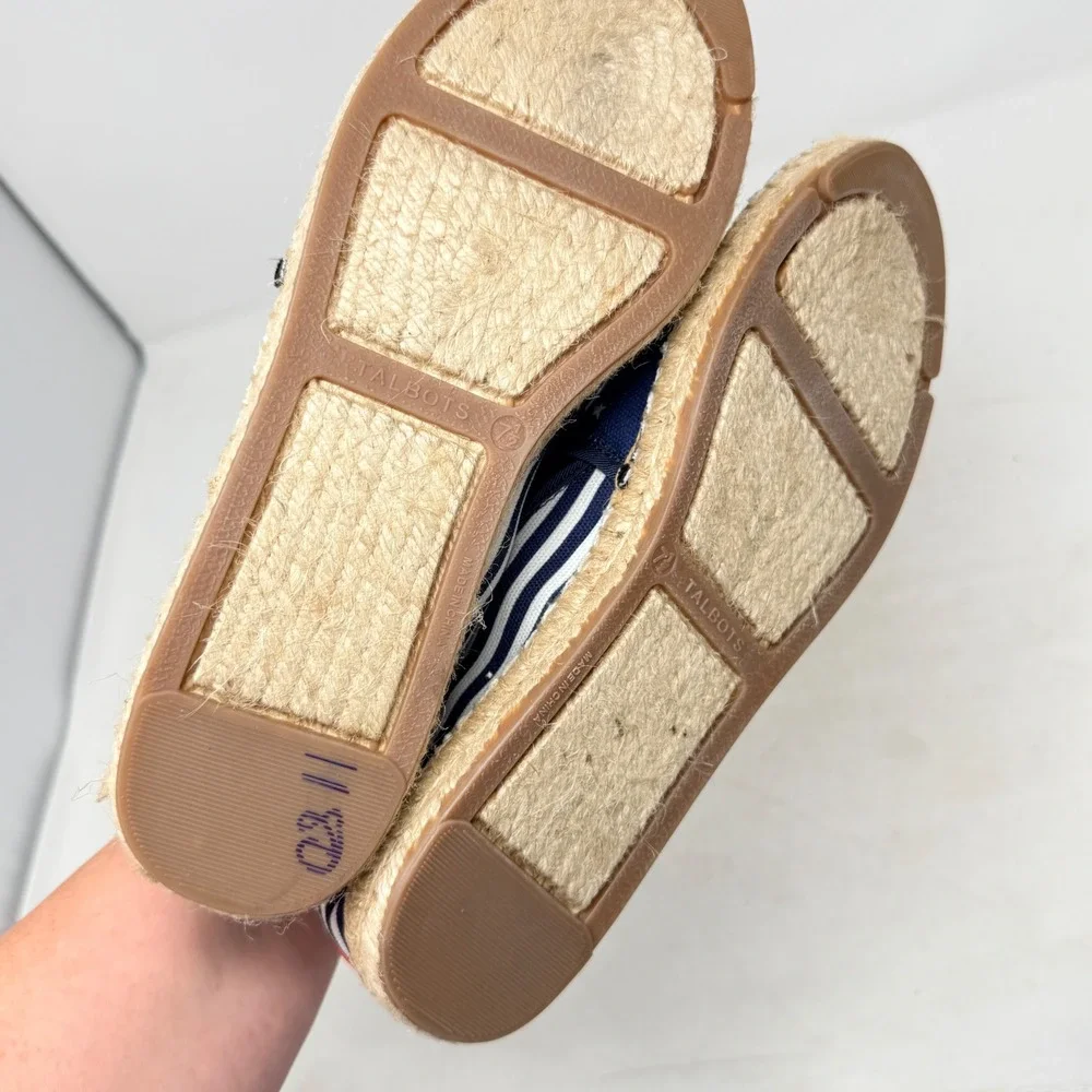 Talbots Espadrilles Blue White 7.5M Stars Stripes Americana Slip On Flat‎ Shoes